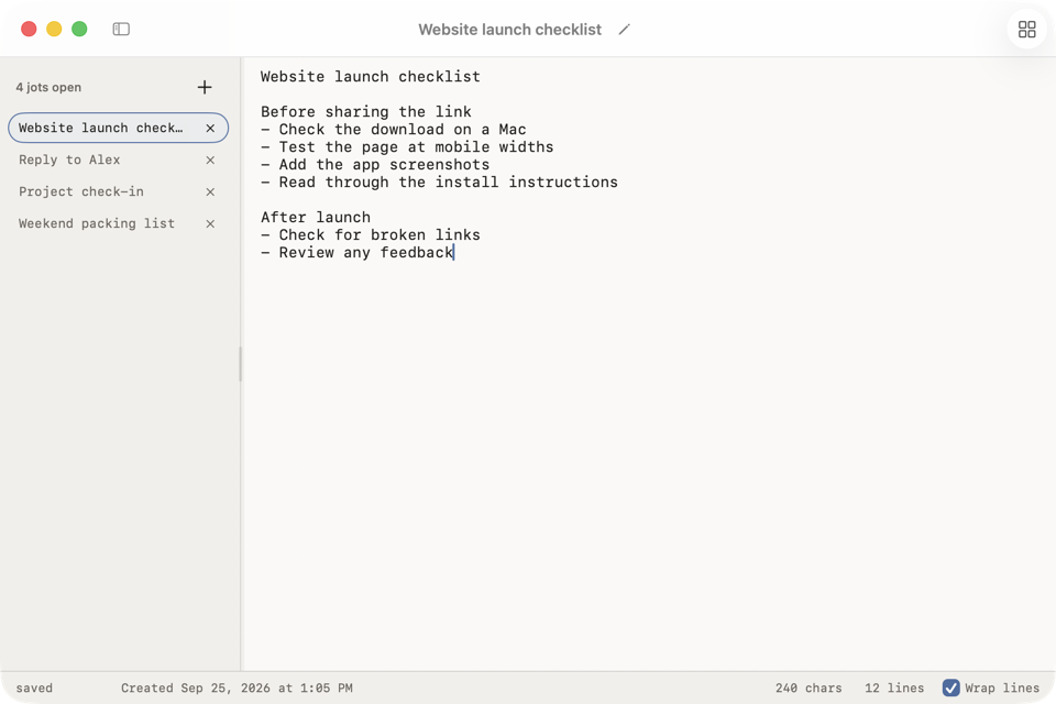 Jot project preview